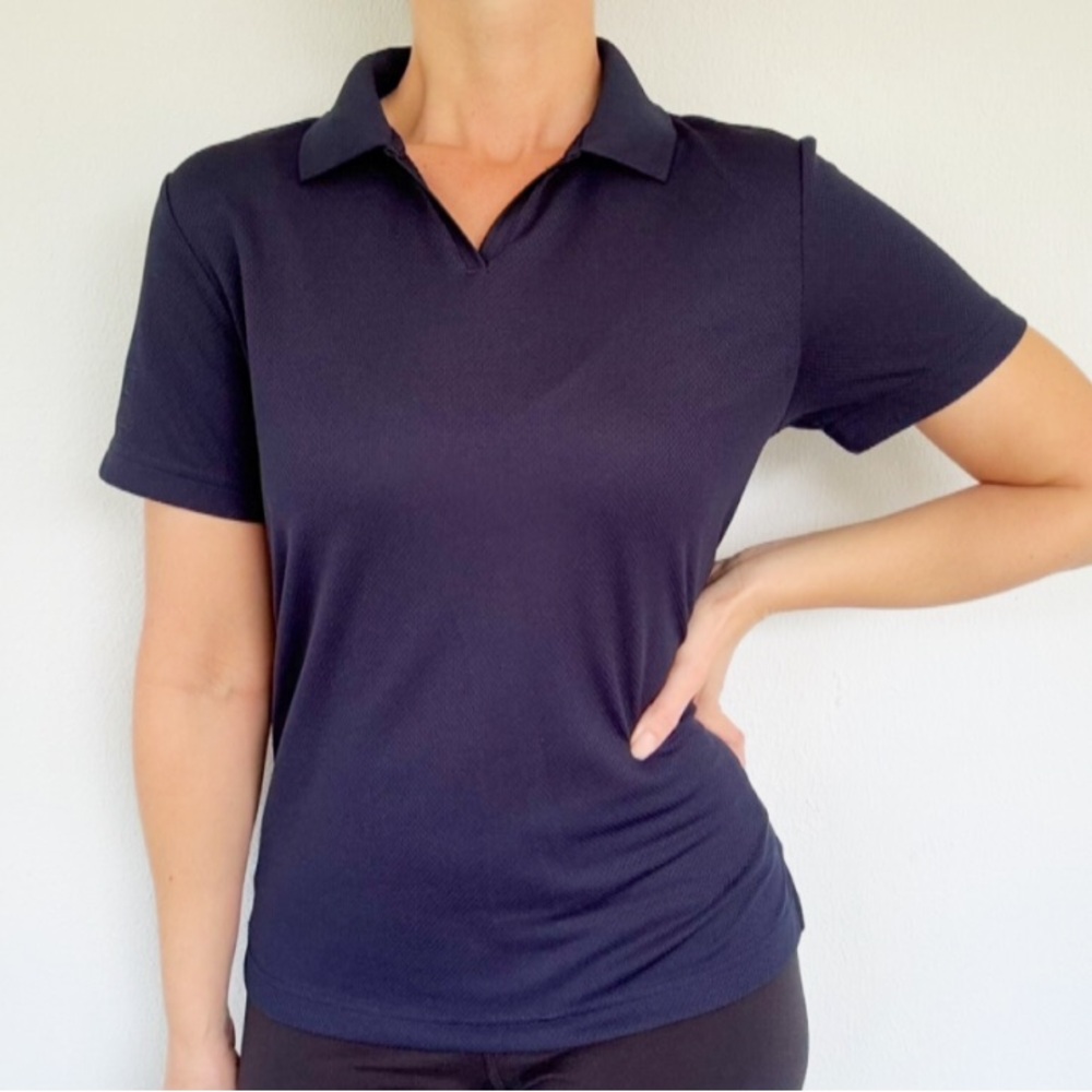 PGA Tour navy blue women’s golf short sleeve collared polo shirt size medium